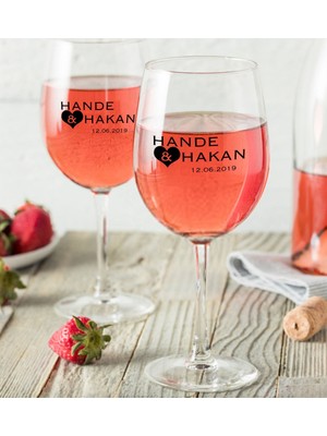 BK Sevgililere Özel Isimli Renkli Baskılı Ikili Şarap Kadehi Seti-3
