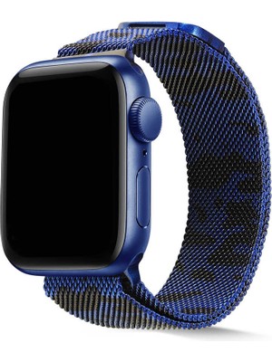 Fogy Apple Watch Uyumlu 2 3 4 5 6 Se 44MM Mıknatıslı Tel Örgü Tasarım Metal Kordon