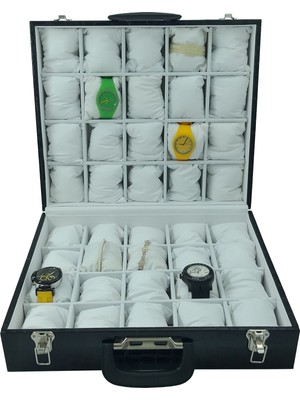 Stand Market  Saat Çantası 40'lı Siyah Rugan Içi Beyaz