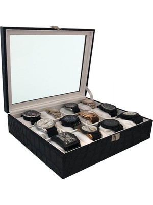 Stand Market  Saat Kutusu 12'li Rugan Siyah