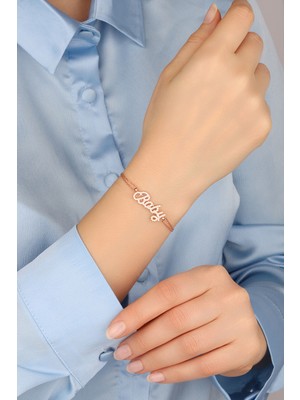 Lia Berto Rose Baby Yazılı 925 Ayar Gümüş Bileklik