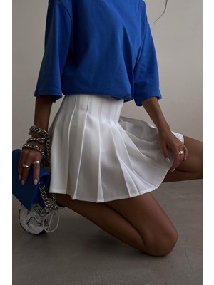 Madmext Mad Girls Beyaz Pileli Etek MG1385