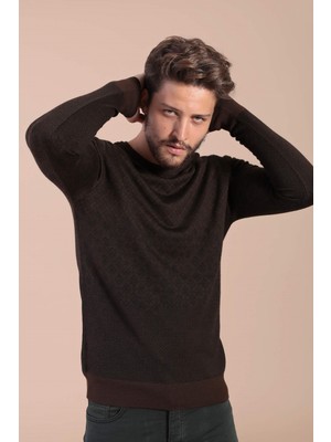 Ferraro Bisiklet Yaka Superfine Yün Kazak - Kahve