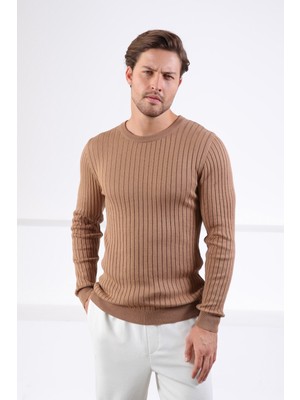 Ferraro Camel Bisiklet Yaka Fitilli Erkek Kazak