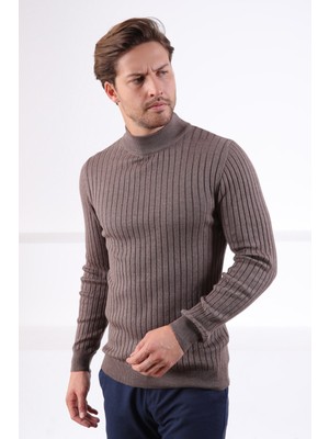 Ferraro Nescafe Yarım Balıkçı Yaka Fitilli Erkek Kazak