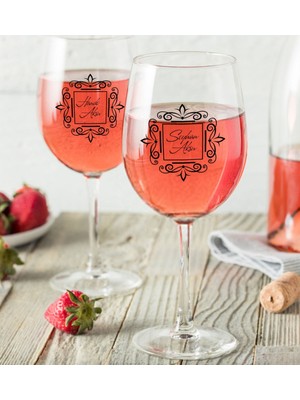 BK Kişiye Özel Isimli Renkli Baskılı Ikili Şarap Kadehi Seti-1