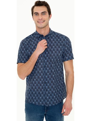 Pierre Cardin Erkek Lacivert Regular Fit Kısakol Gömlek 50249141-VR033
