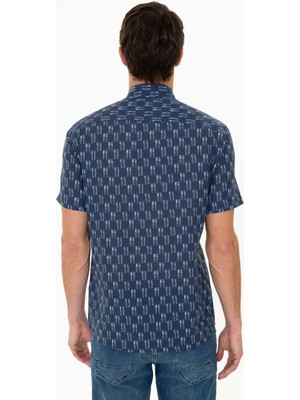 Pierre Cardin Erkek Lacivert Regular Fit Kısakol Gömlek 50249141-VR033