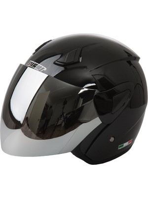 Sway Sw 700 Yarım Parlak Siyah Kask