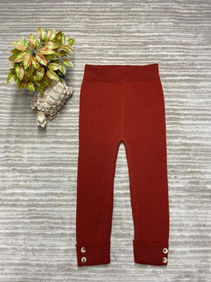 Meriç Bebe Düğme Detaylı Fitilli Çocuk Triko Tayt