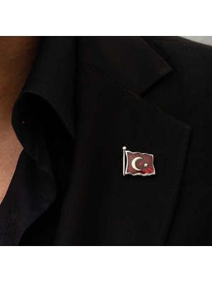 925 Gümüş Türk Bayrağı 925 Ayar Gümüş Rozet