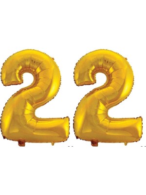 Bal10 Dünyası 22 Yaş Sayı Folyo Balon Gold 40 Inç 100 cm