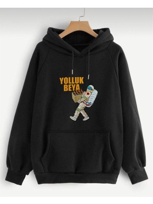 Trendseninle Siyah Yolluk Beya Baskılı Sweatshirt