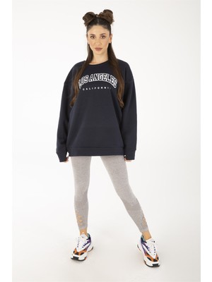 Trend Seninle Kadın Lacivert Los Angeles Sweatshirt