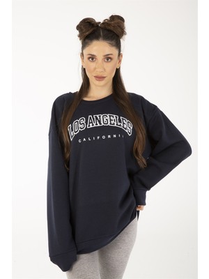 Trend Seninle Kadın Lacivert Los Angeles Sweatshirt
