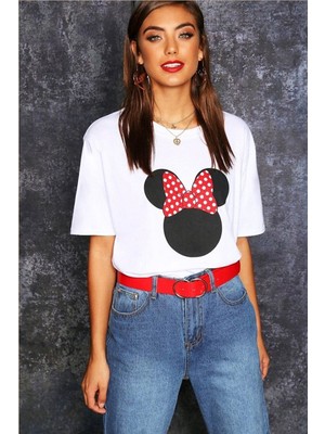 Trendseninle Unıque Kadın Beyaz Minie Mouse T-Shirt