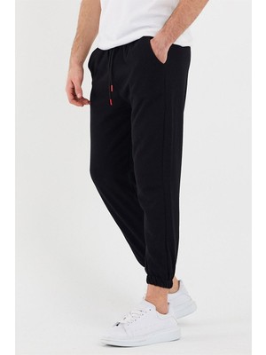 Trendseninle Erkek Siyah Lastikli Paça Ince Eşofman Altı