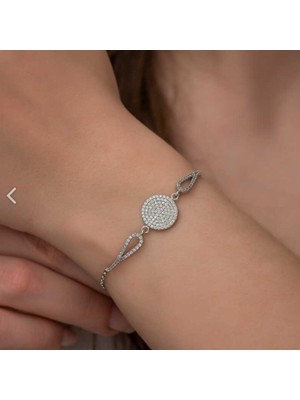 925 Gümüş Zirkon Taşlı Daire 925 Ayar Gümüş Bileklik