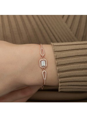 925 Gümüş Baget Taşlı 925 Ayar Gümüş Bileklik