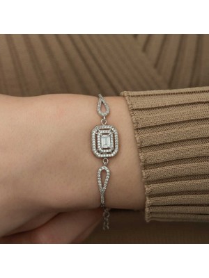 925 Gümüş Baget Taşlı 925 Ayar Gümüş Bileklik