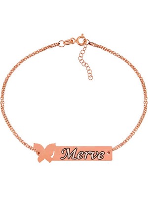 925 Gümüş Kelebek Isim Yazılı 925 Ayar Gümüş Bileklik