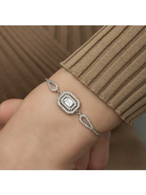 925 Gümüş Baget Taşlı 925 Ayar Gümüş Bileklik