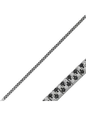 925 Gümüş Siyah Taşlı Su Yolu 925 Ayar Gümüş Bileklik