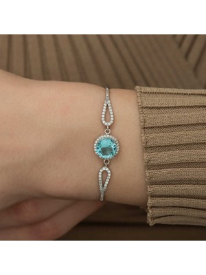 925 Gümüş Safir Zirkon Taş 925 Ayar Gümüş Bileklik