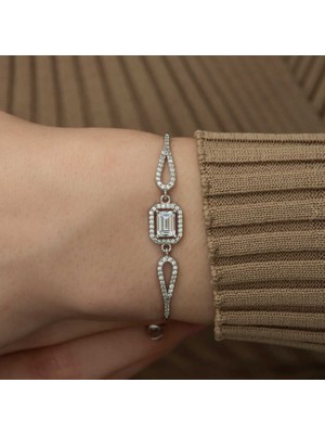 925 Gümüş Baget Taşlı 925 Ayar Gümüş Bileklik