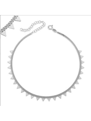 925 Gümüş Üçgen Halhal 925 Ayar Gümüş Bileklik