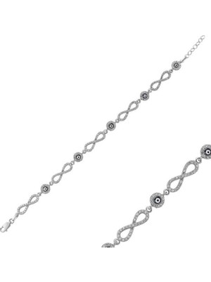 925 Gümüş Sonsuzluk Nazar Detay  925 Ayar Gümüş Bileklik