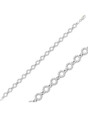 925 Gümüş Yuvarlak Taş 925 Ayar Gümüş Bileklik