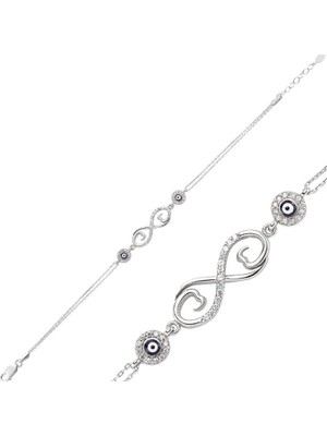 925 Gümüş Nazar Sonsuzluk 925 Ayar Gümüş Bileklik