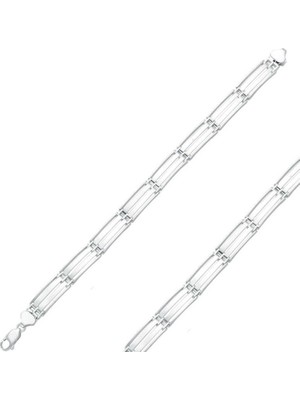 925 Gümüş Üç Sıra Erkek  925 Ayar Gümüş Bileklik