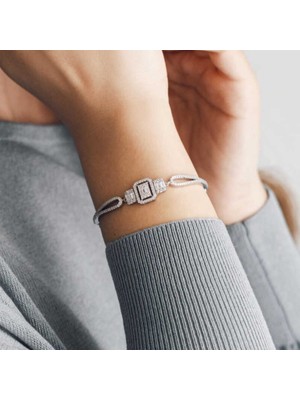 925 Gümüş Baget Taşlı 925 Ayar Gümüş Bileklik