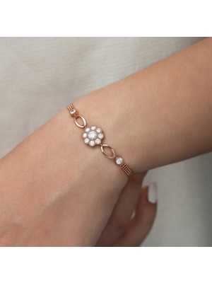 925 Gümüş Çiçek Detay 925 Ayar Gümüş Bileklik