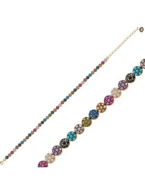 925 Gümüş Mix Taşlı Su Yolu 925 Ayar Gümüş Bileklik