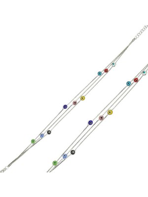 925 Gümüş Renkli Nazar 925 Ayar Gümüş Bileklik