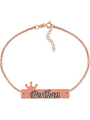 925 Gümüş Taç Isim Yazılı 925 Ayar Gümüş Bileklik