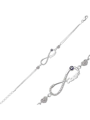 925 Gümüş Canım Yazılı Sonsuzluk 925 Ayar Gümüş Bileklik