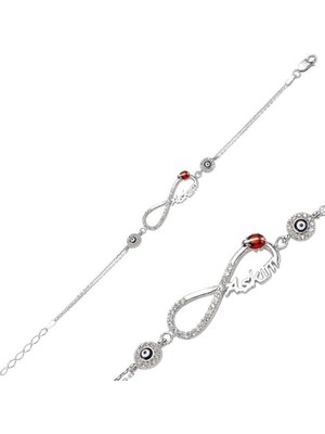 925 Gümüş Aşkım Yazılı Sonsuzluk 925 Ayar Gümüş Bileklik