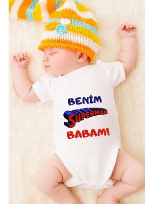 Tuğba Baby Özel Tasarım Bebek Zıbın - Çıtçıtlı Body (Benim Süperman Babam)