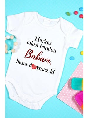 Tuğba Baby Özel Tasarım Bebek Zıbın - Çıtçıtlı Body (Doymaz Ki Babam!)