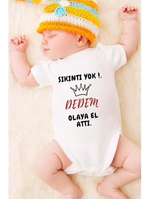 Tuğba Baby Özel Tasarım Bebek Zıbın - Çıtçıtlı Sıkıntı Yok Dedem Olaya El Attı.!