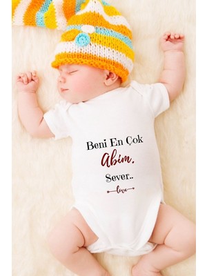Tuğba Baby Özel Tasarım Bebek Zıbın - Çıtçıtlı Body (Beni En Çok Abim Sever!)