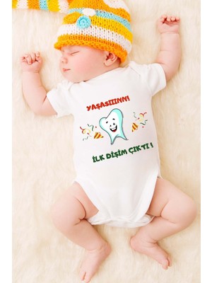 Tuğba Baby Özel Tasarım Bebek Zıbın 0-3 Yaşa Kadar Uygun Yaşasın Ilk Dişim Çıktı!