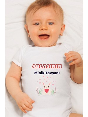 Tuğba Baby Özel Tasarım Bebek Zıbın Çıtçıtlı Body Ablasının Minik Tavşanı