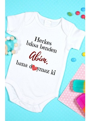 Tuğba Baby Özel Tasarım Bebek Zıbın - Çıtçıtlı Body (Doymaz Ki Abim!)