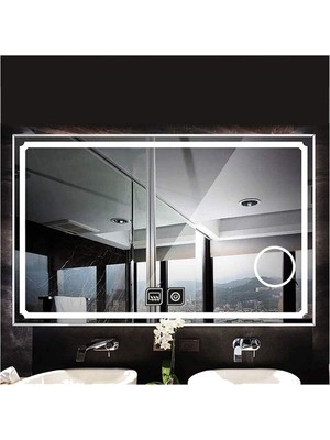 70X110 cm Makyaj Aynalı Dokunmatik Tuşlu Buğu Yapmayan Ledli Banyo Aynası