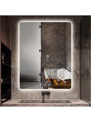 65X90 cm Makyaj Aynalı Dokunmatik Tuşlu Buğu Yapmayan Ledli Banyo Aynası